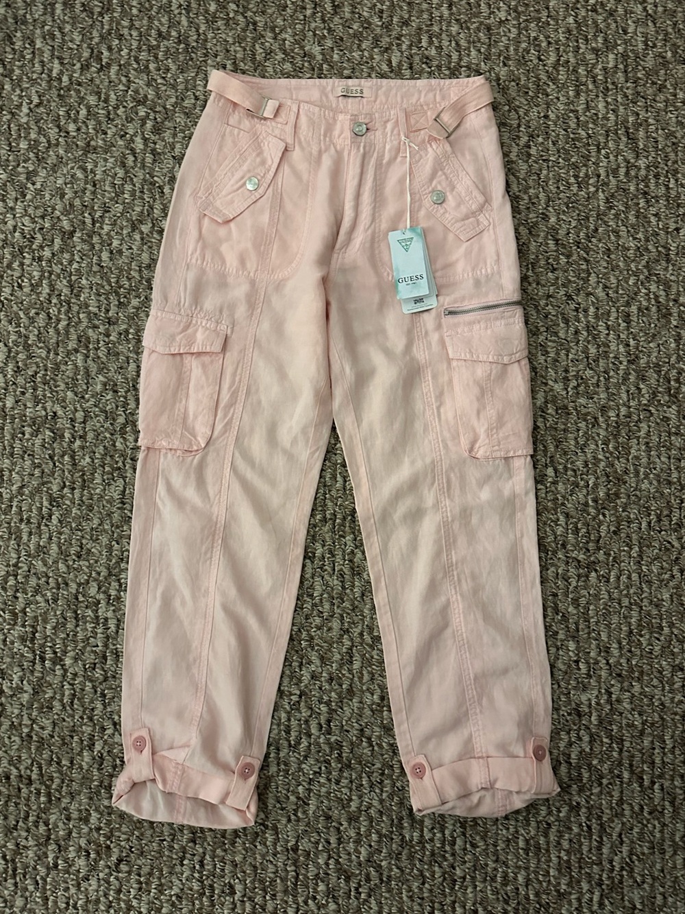 NWT GUESS Light Pink Cargo Jogger Pants
